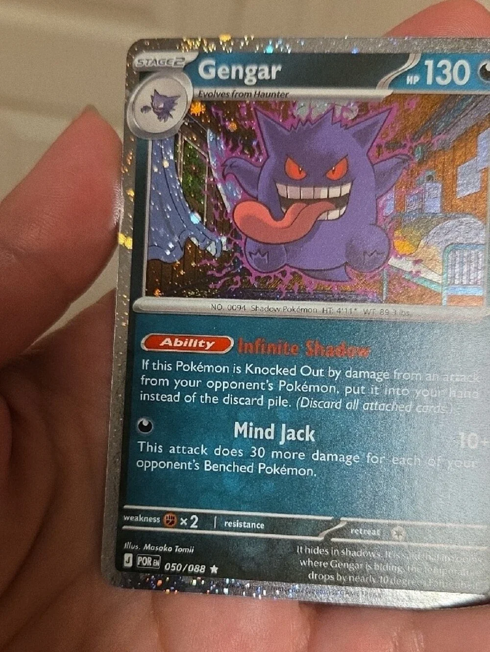 Pokemon Gengar Cosmo Holo foil Trading Card POR #1